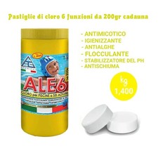 Piscina cloro pasticche 200 gr CagChemical ALE6 1,4 Kg 6 in 1 funzioni