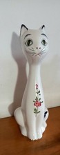 Statuetta Gatto Porcellana 23cm Vintage Dipinta A Mano