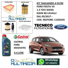 KIT TAGLIANDO 4 FILTRI + OLIO CASTROL FORD 0W30 FIESTA 7 VII 1.5 TDCi 63KW 86 CV