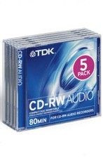 RARE 5 X TDK CD-RW 80 AUDIO 80