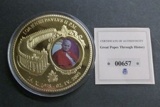 Papa Giovanni Paolo II enorme medaglione 70mm placcato oro con colore edizione limitata