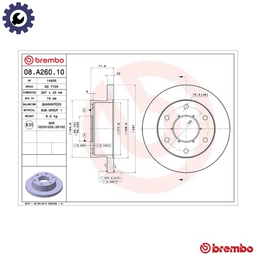 Disco freno a260 10 per - 2x,
