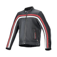 ALPINESTARS GIACCA PELLE DYNO LEATHER NERO BIANCO ROSSO