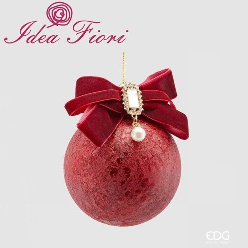 Palla vetro bordeaux fiocco - palla, in