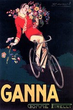 ITALIA GANNA BICI DA STRADA ITALIANA BICICLETTA UOMO BICI FIORI POSTER VINTAGE REPRO
