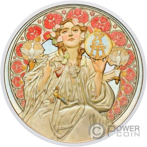 Alphonse mucha moneta - moneta, argento