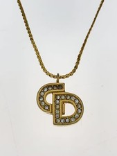 Collana superiore con logo CD Dior Christian Zirconi e oro