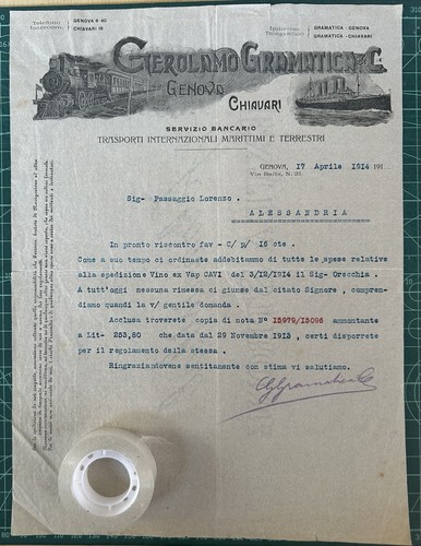 Rara lettera trasporti - rara,