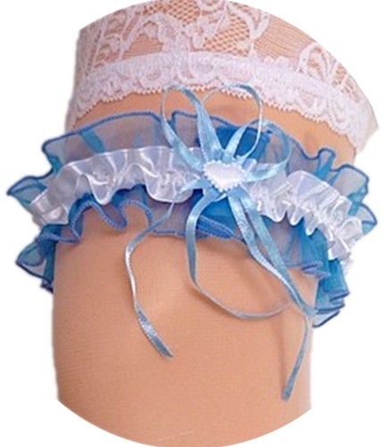 Giarrettiera sposa blu bianco