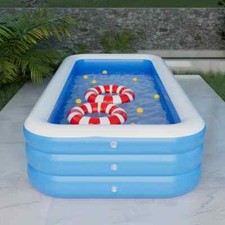 Piscina Gonfiabile Rettangolare 262x175x51cm Blu e bianca +SALVAGENTE BIMBO/A