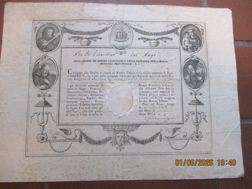 Reliquia attestato ordine - attestato,