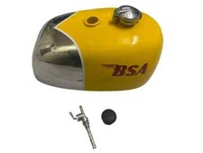 BSA B25 B40 B44 C15 VICTOR ENDURO ACCIAIO CROMATO E GIALLO SERBATOIO CARBURANTE + COPERCHIO |...