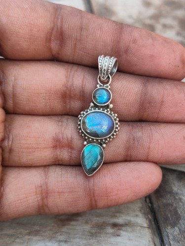 Labradorite triplo ciondolo - labradorite,