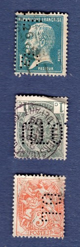 Perfin lotto 3 francobolli - perfin,