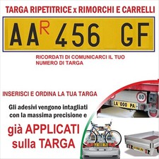 Targa Ripetitrice Alluminio per rimorchi omologata con lettere numeri applicati