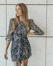 Abito The Vampires Wife H&M taglia S nero argento pizzo mistico mini cravatta vita gotico