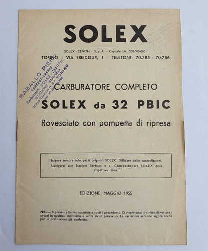 Solex pbic maggio 1955 - 32,