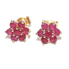 Orecchini solitario fiore ruby - orecchini,