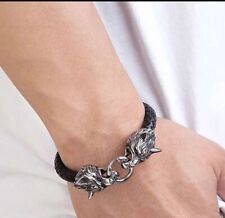 Braccialetto uomo in ecopelle con lupi