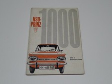NSU PRINZ 1000 LIBRETTO USO E MANUTENZIONE 