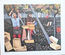 Serigrafia originale Guerricchio "La Vendemmia" 25x30, Matera Arte Contemporanea