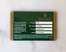 Rolex Guarantee Warranty Card