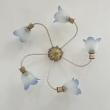Lampada da Soffitto Plafoniera Classica a 5 Luci in metalo oro antico e vetro