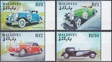 Maldive 2000 Auto d'epoca Mercedes Benz Bugatti Royale Trasporto Motori MNH
