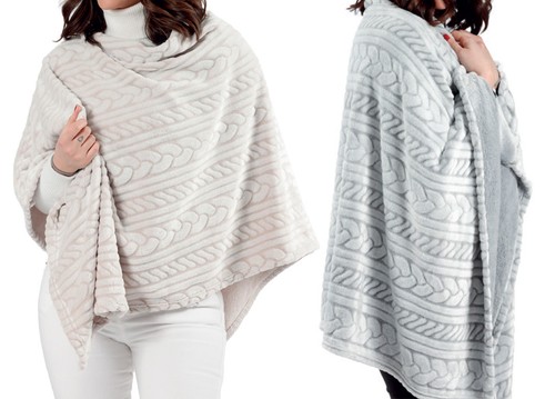 Poncho felpa plaid coperta - felpa,