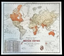 The Howard Vincent Mappa Dell'Impero Britannico 1924 21ª Edizione Mappa Facsimile