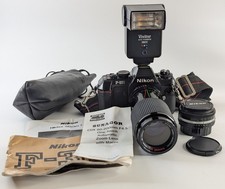 Nikon F-301 fotocamera reflex pellicola 35 mm + Nikon 50 mm e Sunagor CDX 80-200 mm e flash