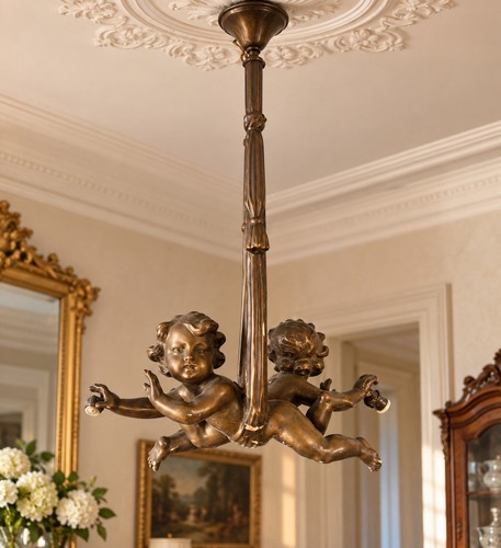 Lampadario liberty antico - lampadario,