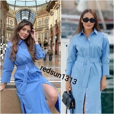 ZARA ABITO CAMICIA BLU CORPOSO