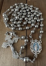 Rosario cattolico in acciaio inox, grande rosario cattolico resistente - fatto a mano