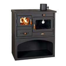 Stufa cucina a legna con forno  prity in acciaio smaltato colore nero 14 Kw