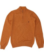 Maglione maglione donna BROOKSFIELD collo zip IT 40 piccolo arancione lana CU25