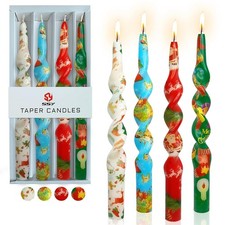 Candelieri conici stampati a mano 10" confezione da 4 candele a spirale per arredamento casa