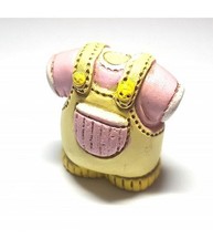 Set 12pz Bomboniera Vestitino Rosa 3d Bambina Ceramica Appoggio Battesimo Nascit