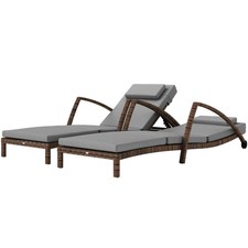 Outsunny Set di 2 Chaise Sdraio Chaise in Vimini Sdraio da Esterno Patio con Regolabile