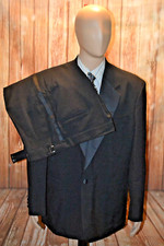 Vincenzo Uomo Men's Black Wool 1 Front Button Tuxedo Suit Sz 46L Wst 36X31