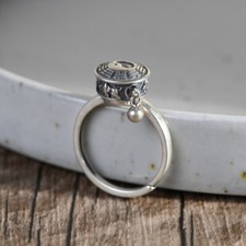 I05 Anello Argento 925 Preghiera Oracle Simbolo Del I Ging Yin-Yang Regolabile