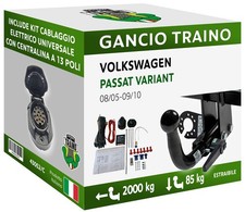 Gancio Orizzontale Estraibile VW PASSAT VARIANT SW, 4MOTION 05-10 Centralina 13P