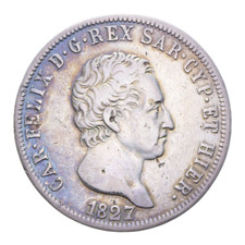 5 LIRE 1827 GENOVA CARLO