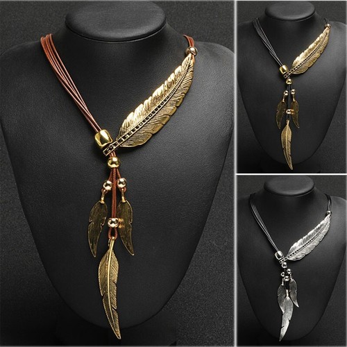 Collana boho con foglie e - boho,