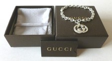 Autentico Bracciale Gucci Argento Sterling Incastro GG Britt - Ottimo