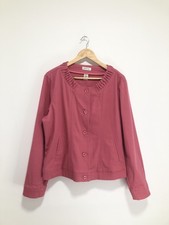 Giacca denim rosa Orvis XL donna plissettata girocollo bottoni davanti cotone