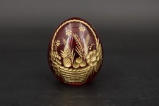 Stile Faberge, uovo in cristallo rosso, decoro molato, russo. Aquila doppia testa #C2