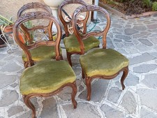 GRUPPO 4 SEDIE LUIGI FILIPPO '800 EMILIA - NOCE MASSELLO - SCHIENALI INTAGLIATI