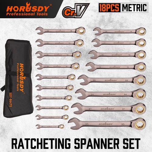 18pc ratchet wrench set - ratchet, metric
