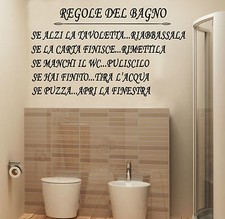 WALL STICKERS MURALI Regole del Bagno adesivo casa Toilet rules muro parete wc
